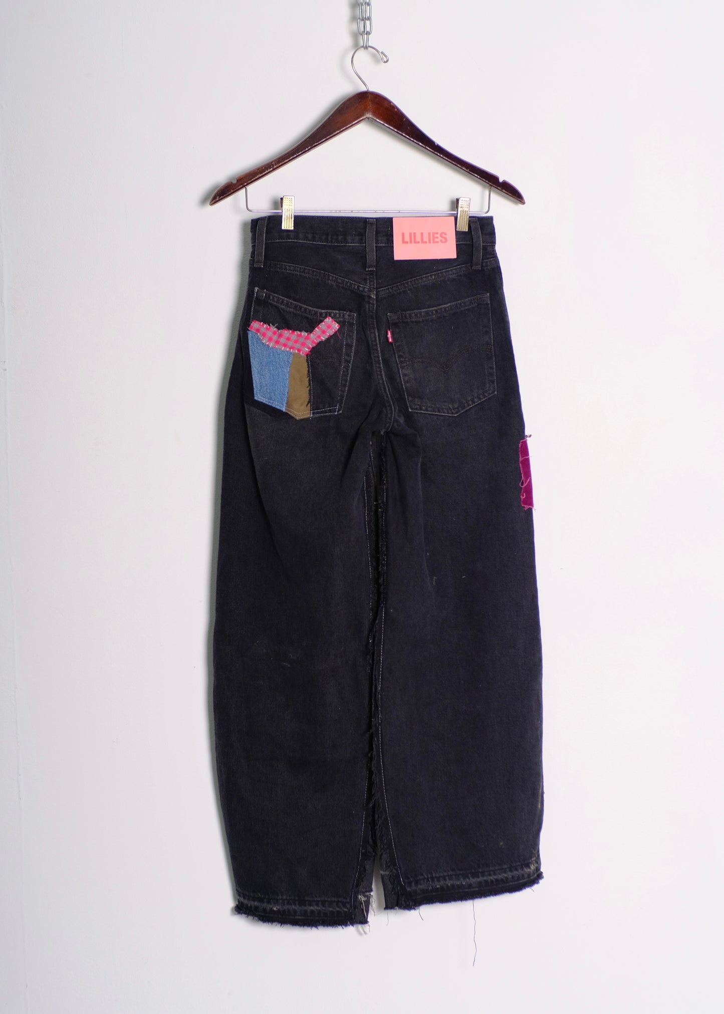 Black Wide-Leg Recycled Patchwork Jeans