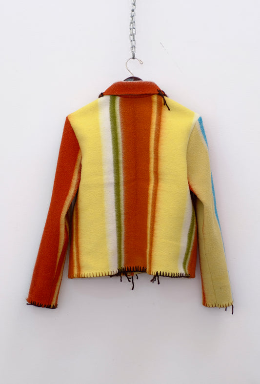 Striped Up-Cycled Blanket Chore Jacket