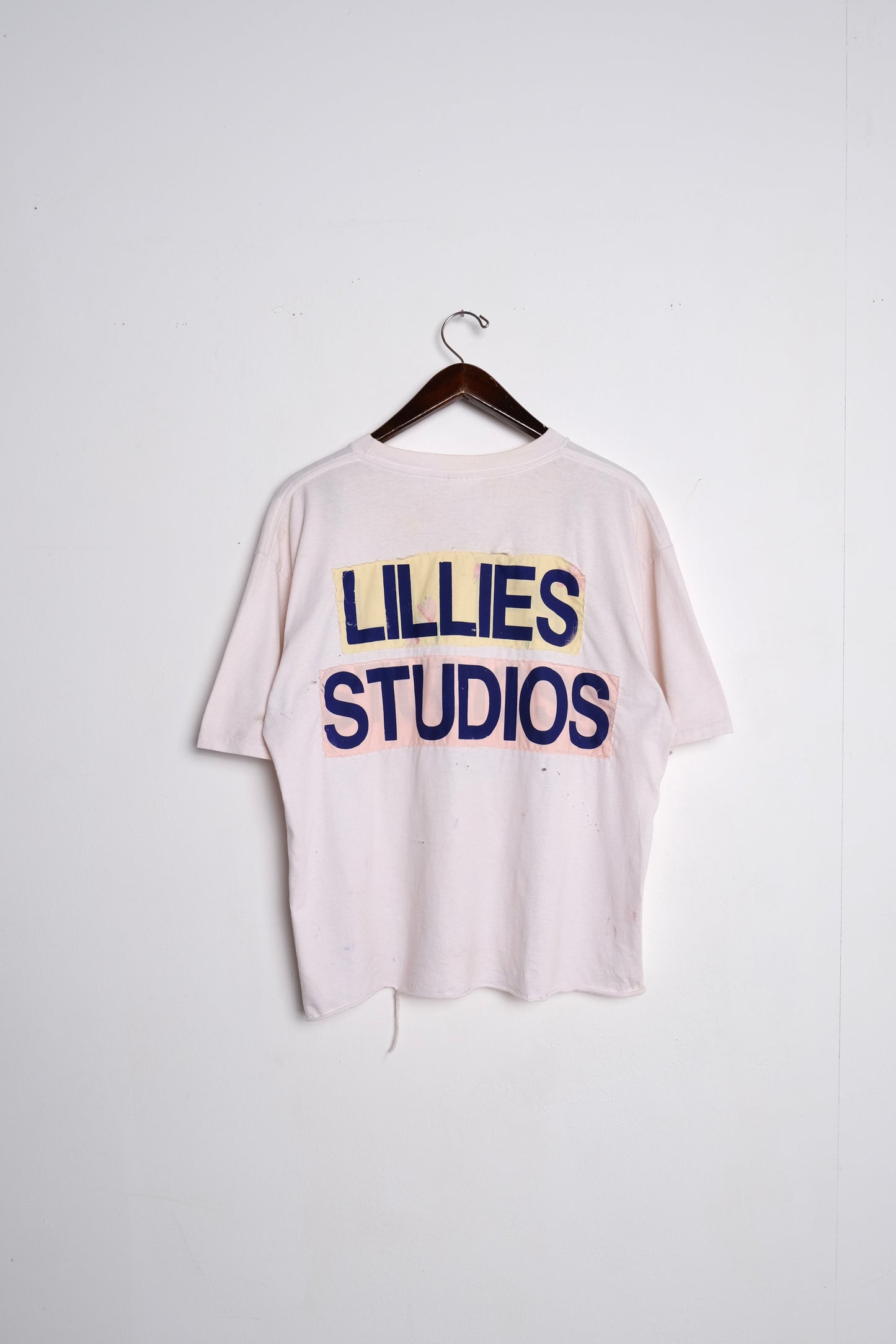 White Sabian Graphic Print T-Shirt, a unique upcycled vintage workwear t-shirt, hand-made from recycled materials.