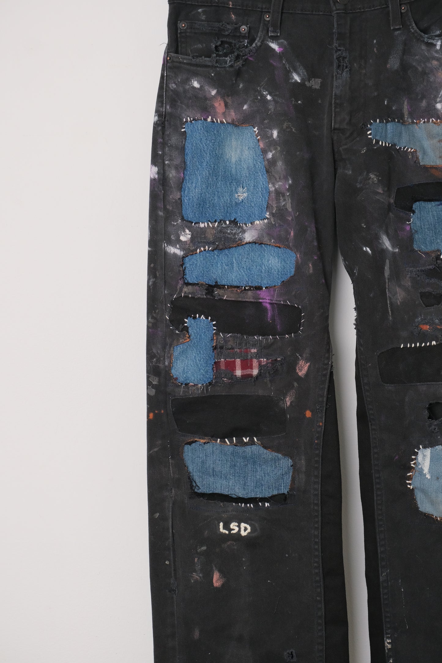 Black Painted Repair Vintage Jeans