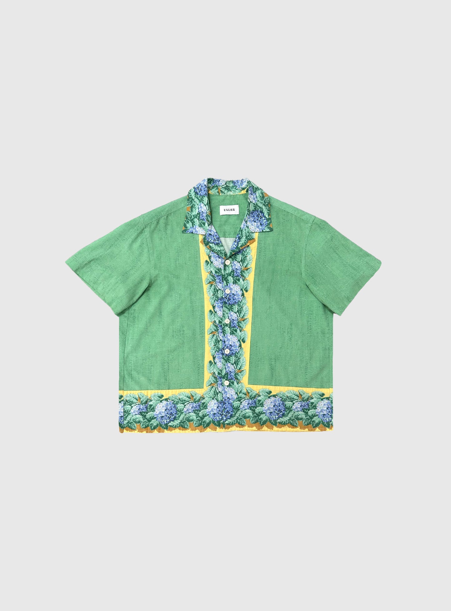 Green Floral Camp Collar Shirt