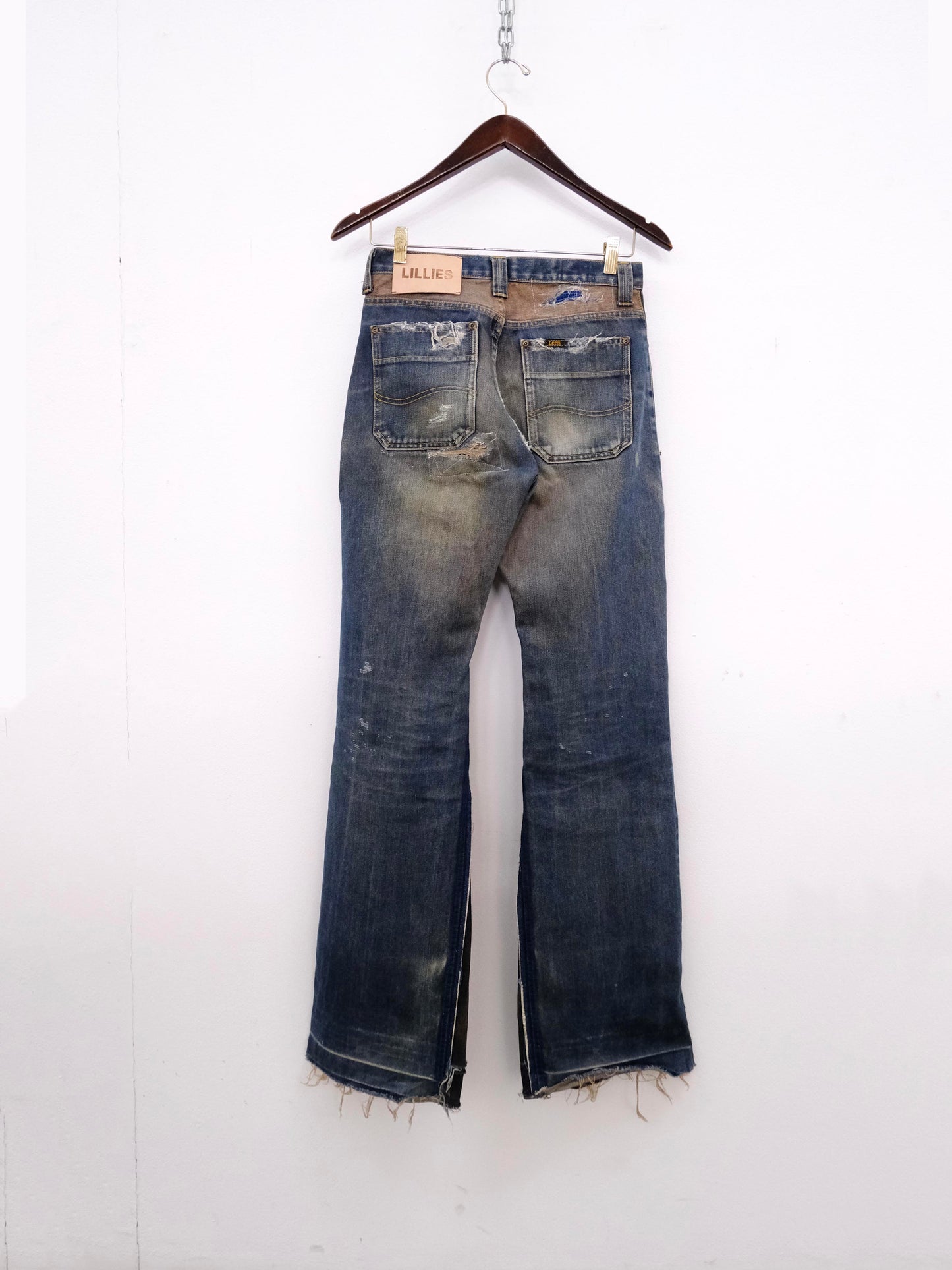 womens upcycled vintage denim jeans back