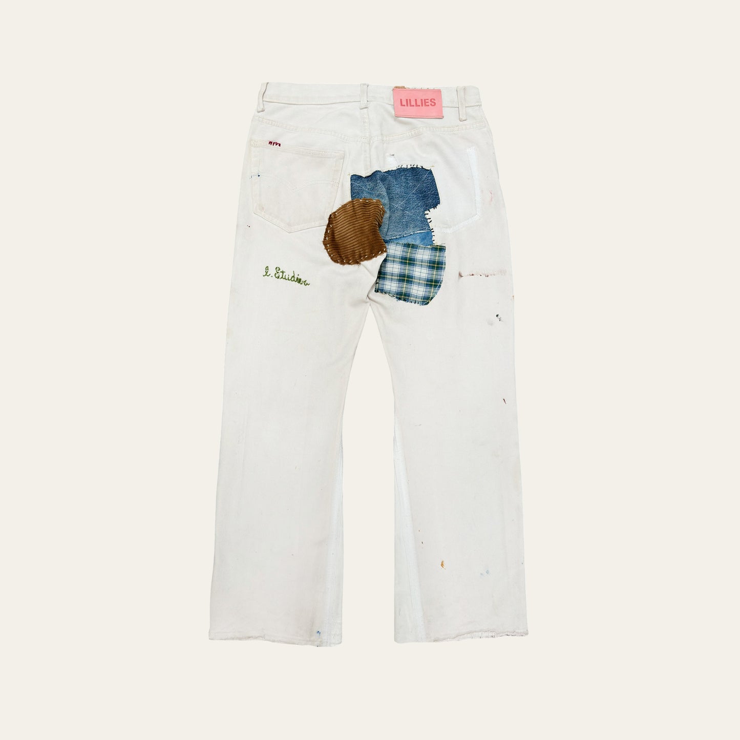White Vintage Flared Painter Jeans