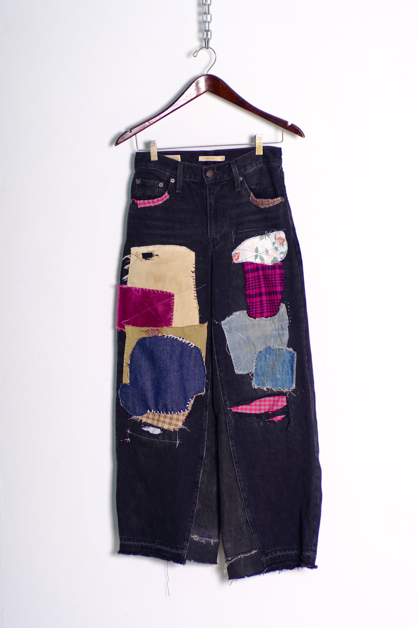 Black Wide-Leg Recycled Patchwork Jeans