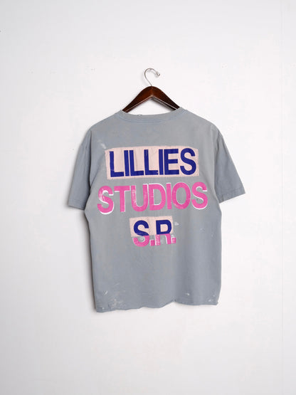 Up-cycled Graphic Print T-Shirt Blue