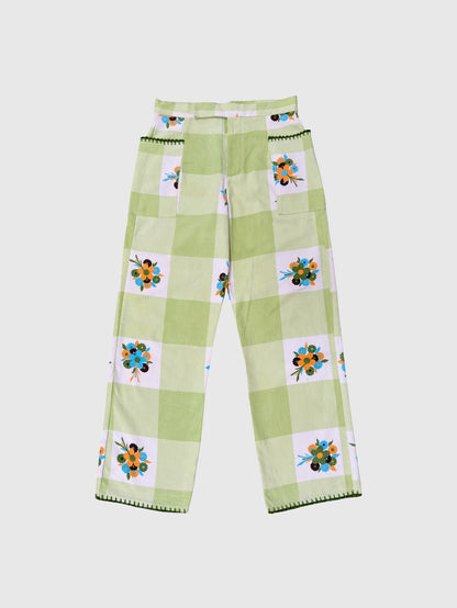 Vintage Green Tablecloth Pants