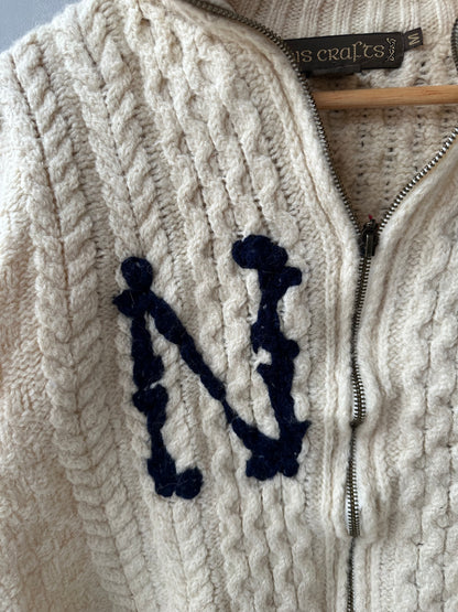 Hand-Embroidered Fisherman Cardigan | XS