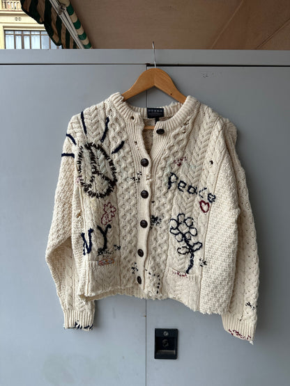 Hand-Embroidered Fisherman Cardigan | M