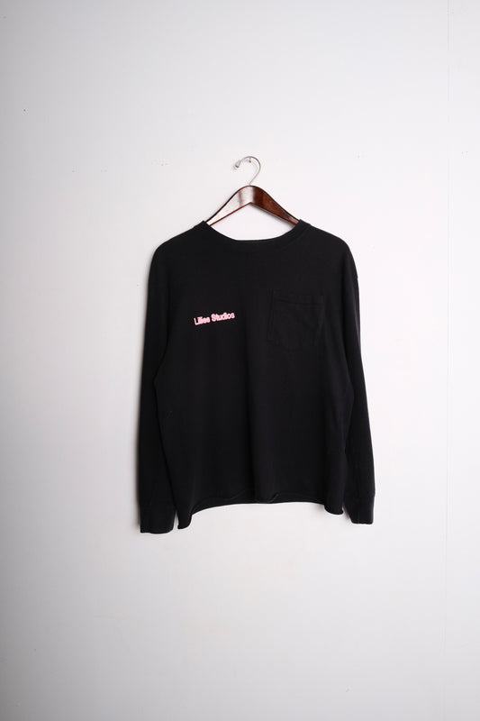 Black Long-Sleeve Graphic Print T-shirt