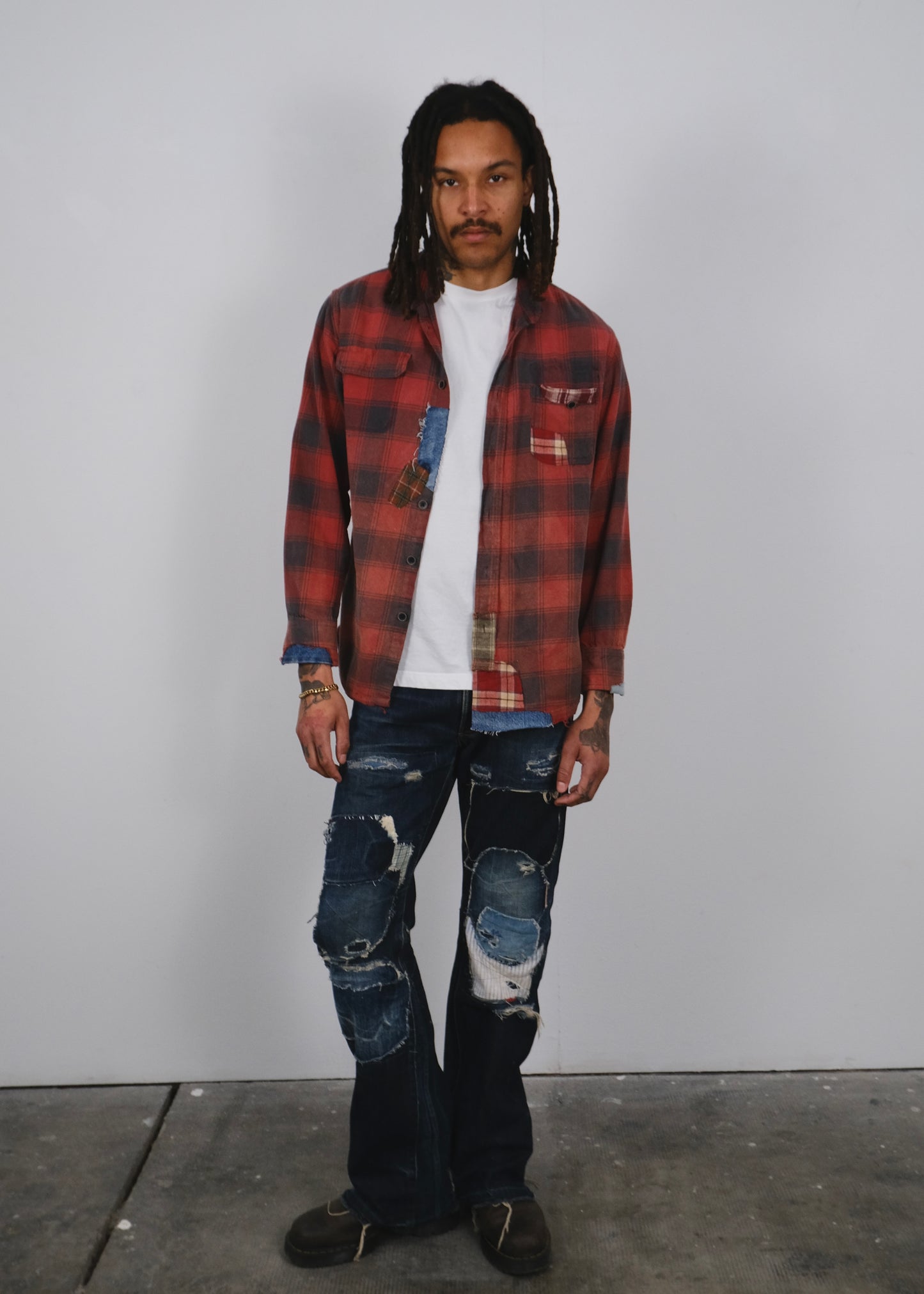 Vintage Reworked Flannel Dark Red