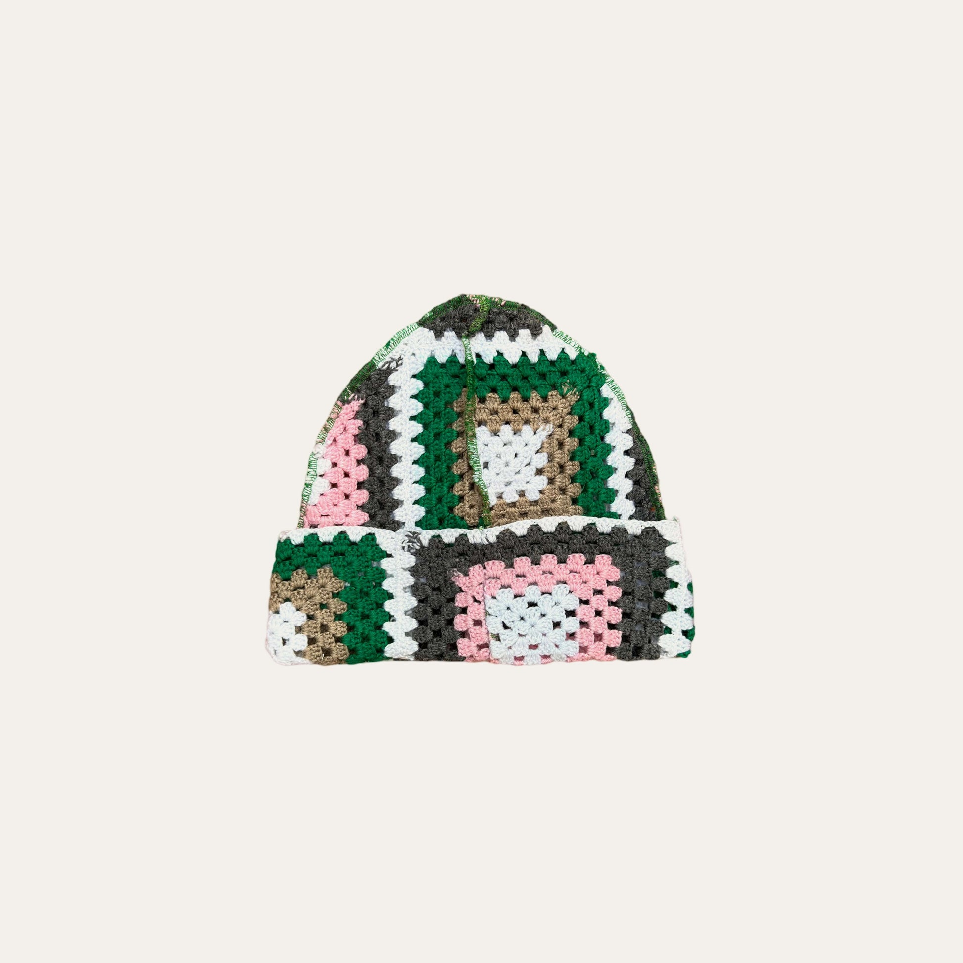 Up-cycled crochet beanie in Multi-coloured, hand-crafted, unique oversized design, one size fits all.