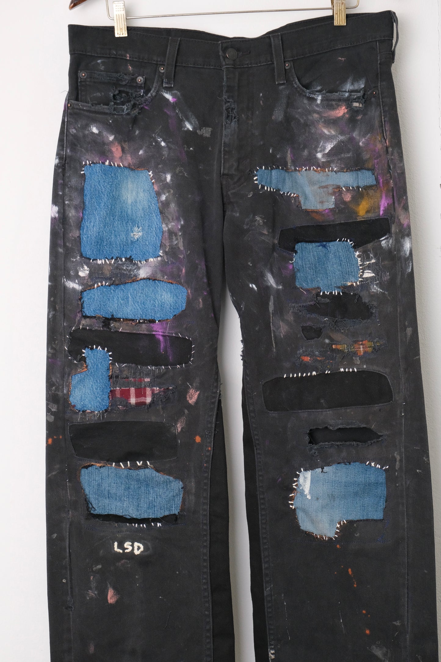 Black Painted Repair Vintage Jeans