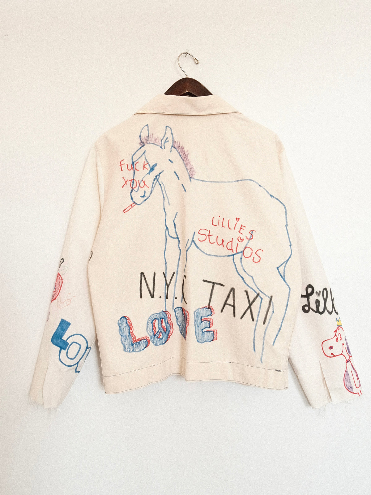 Canvas Playground Jacket, heavyweight cotton canvas work jacket with hand-drawn graphics, Lillies Studios, photo 2