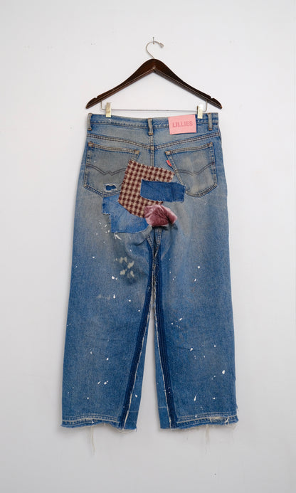 Vintage Patchwork Wide-Leg Jeans