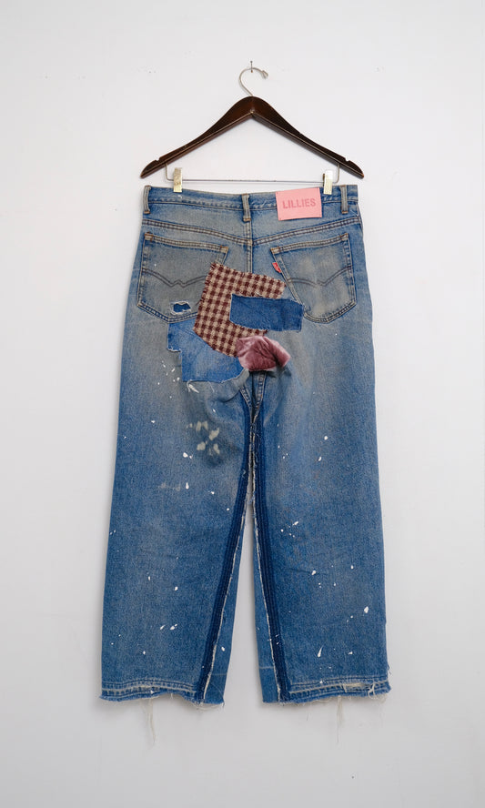 Vintage Patchwork Wide-Leg Jeans