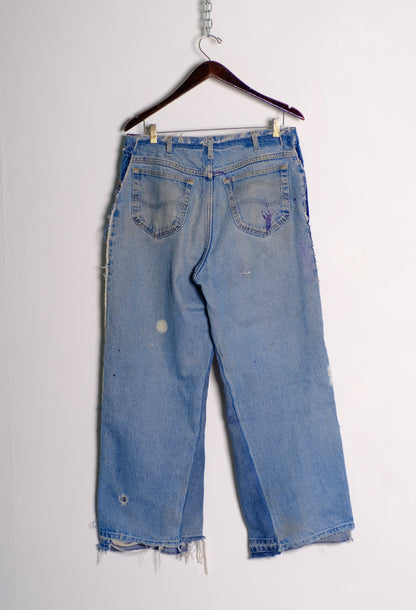 Double-Denim Patchwork Jeans
