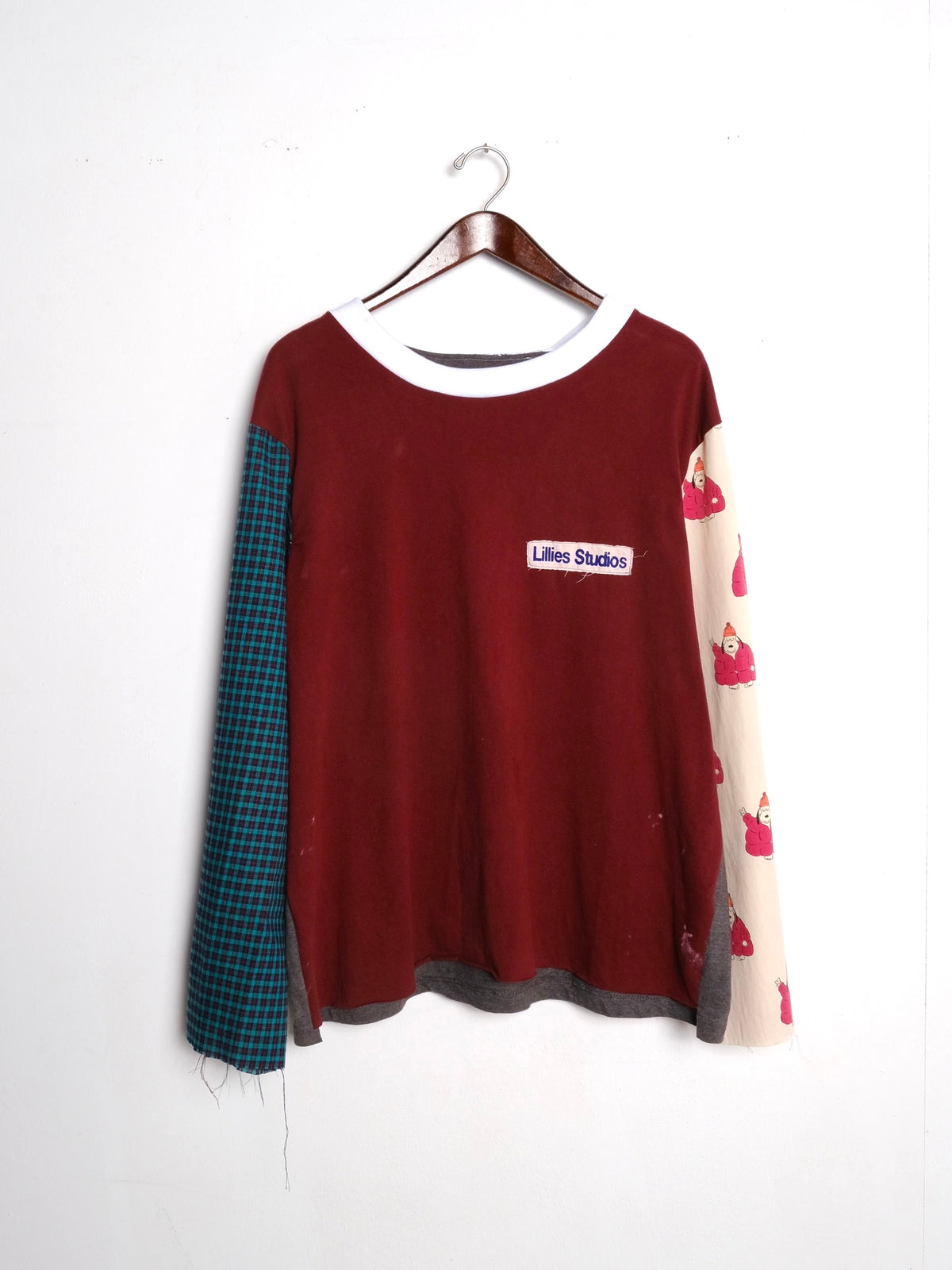 Long Sleeve Up-cycled Vintage Tee - Burgundy