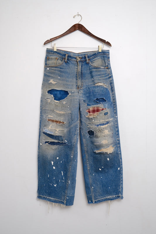 Vintage Patchwork Wide-Leg Jeans
