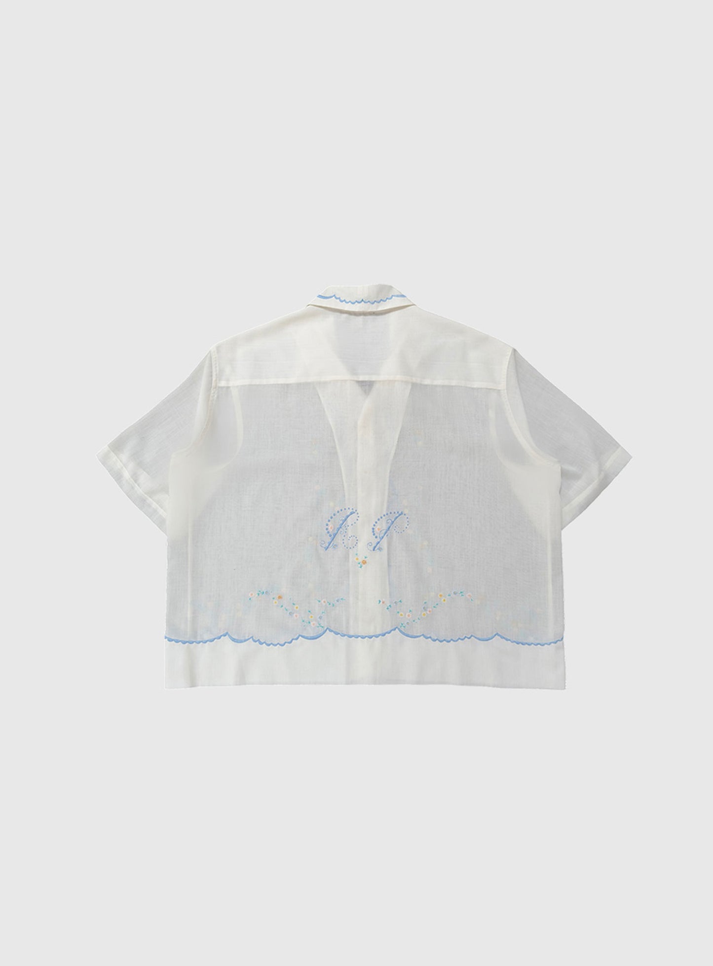 Floral Embroidery Cuban Collar Shirt