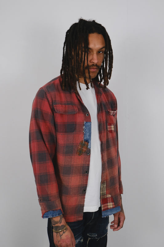Vintage Reworked Flannel Dark Red