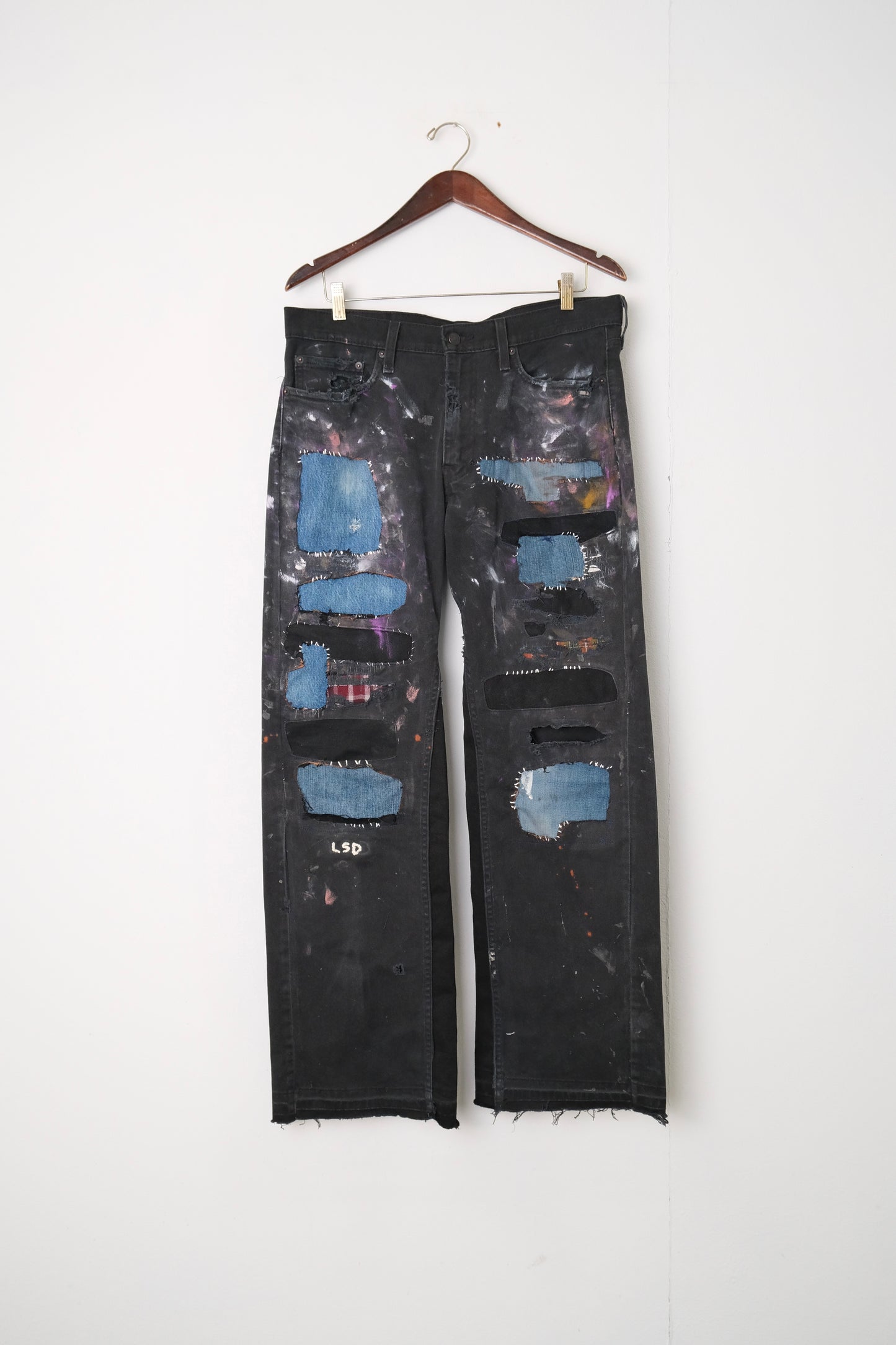 Black Painted Repair Vintage Jeans