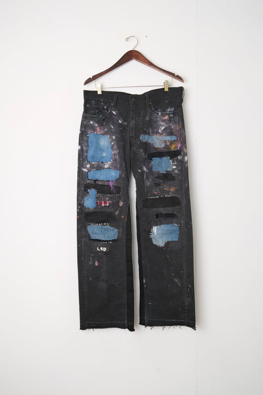 Black Painted Repair Vintage Jeans