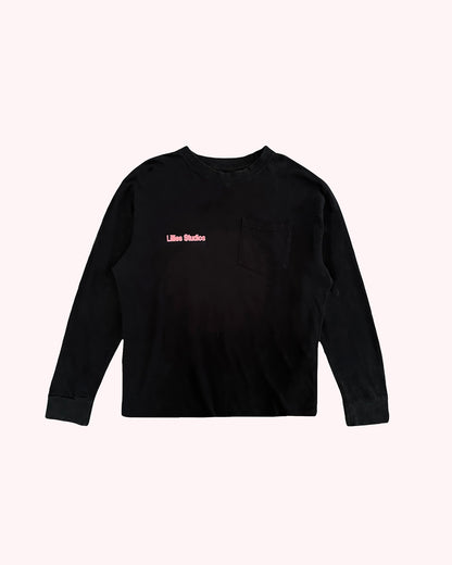 Upcycled Long-sleeve Dickies Tee — Vintage 90s Reworked - Black