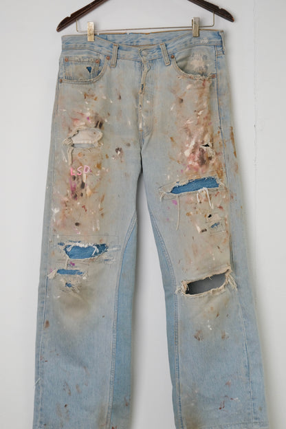 Trash Wide-Leg Painted Denim