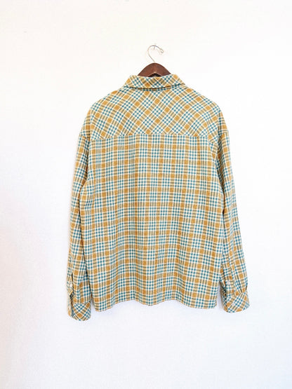 Green Vintage Dead-stock Cotton Shirt – back view, oversized light green dead-stock cotton shirt, handmade – Lillies Studios