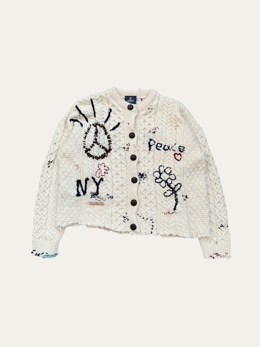 Hand-Embroidered Fisherman Cardigan | M