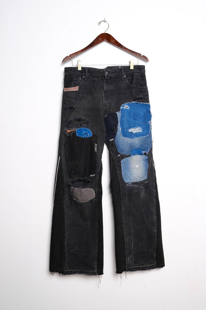 Black Selvedge Patchwork Jeans