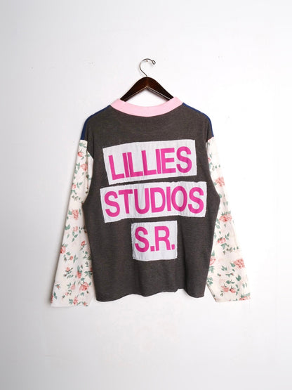 Long Sleeve Up-cycled Vintage Tee - Blue