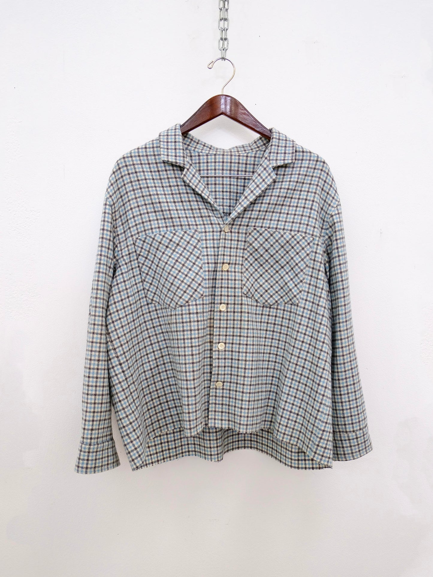 Camp Collar Blue Check Shirt