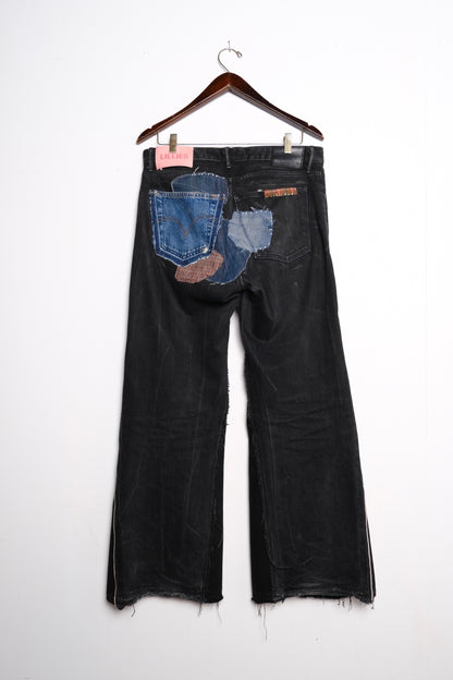 Black Selvedge Patchwork Jeans