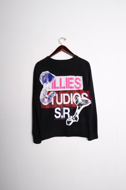 Black Long-Sleeve Graphic Print T-shirt
