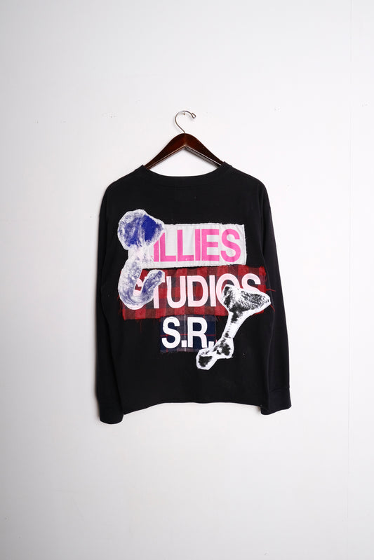 Black Long-Sleeve Graphic Print T-shirt