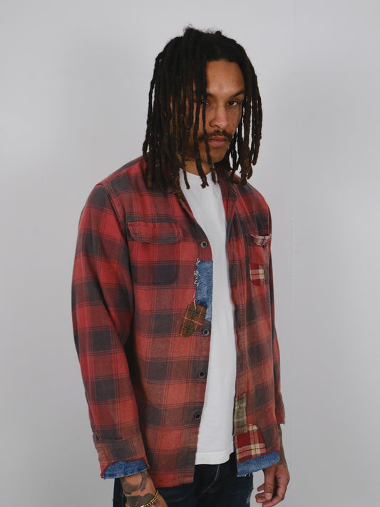 Vintage Reworked Flannel Dark Red