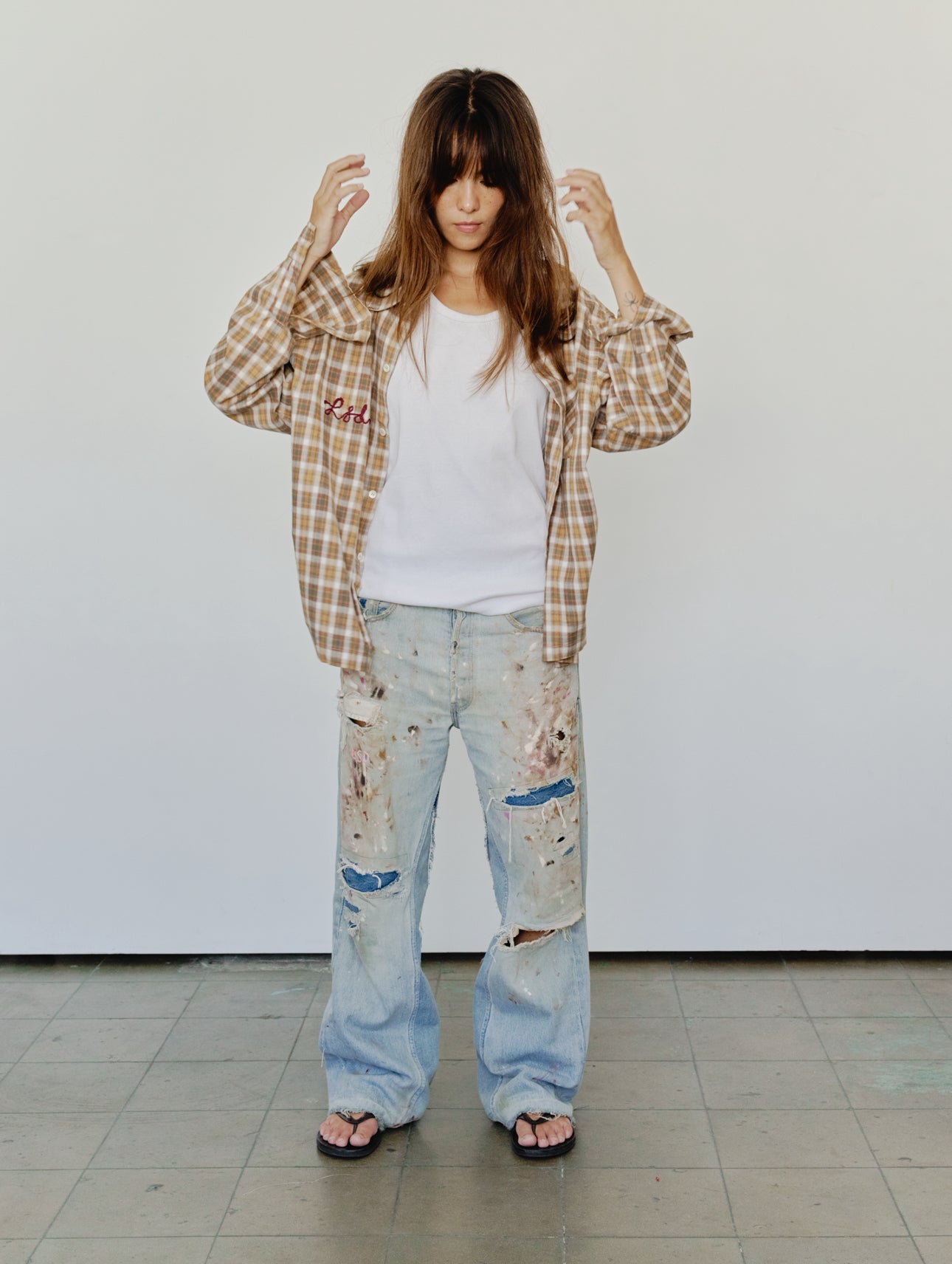 Trash Wide-Leg Painted Denim