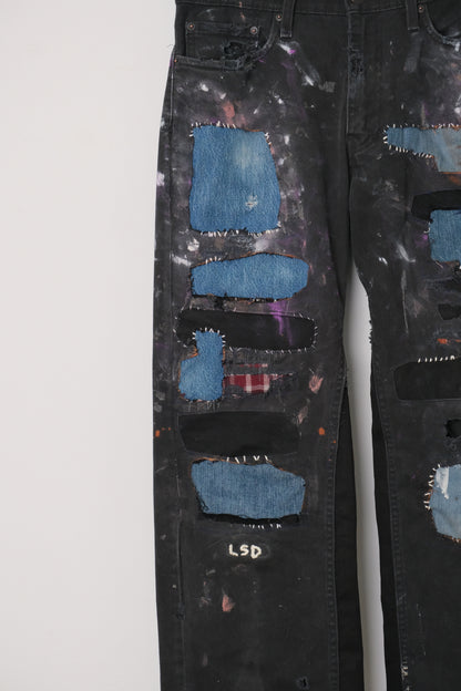 Black Painted Repair Vintage Jeans