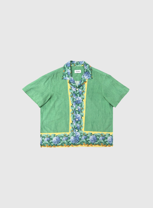 Green Floral Camp Collar Shirt