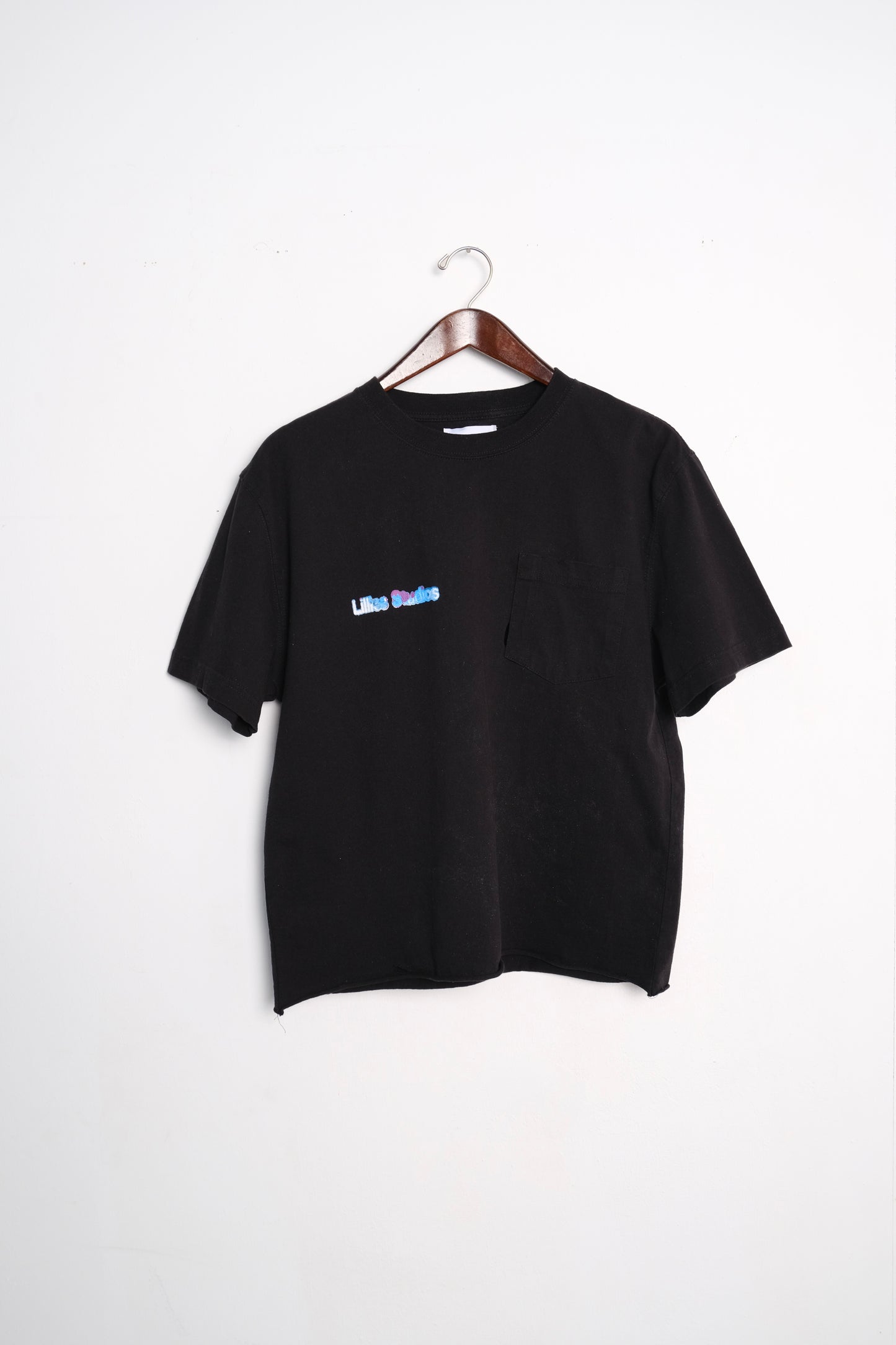Black graphic print T-shirt from Vintage Dickies, showcasing upcycled workwear design.