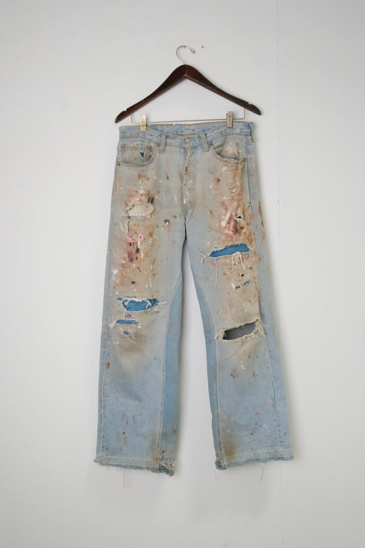 Trash Wide-Leg Painted Denim