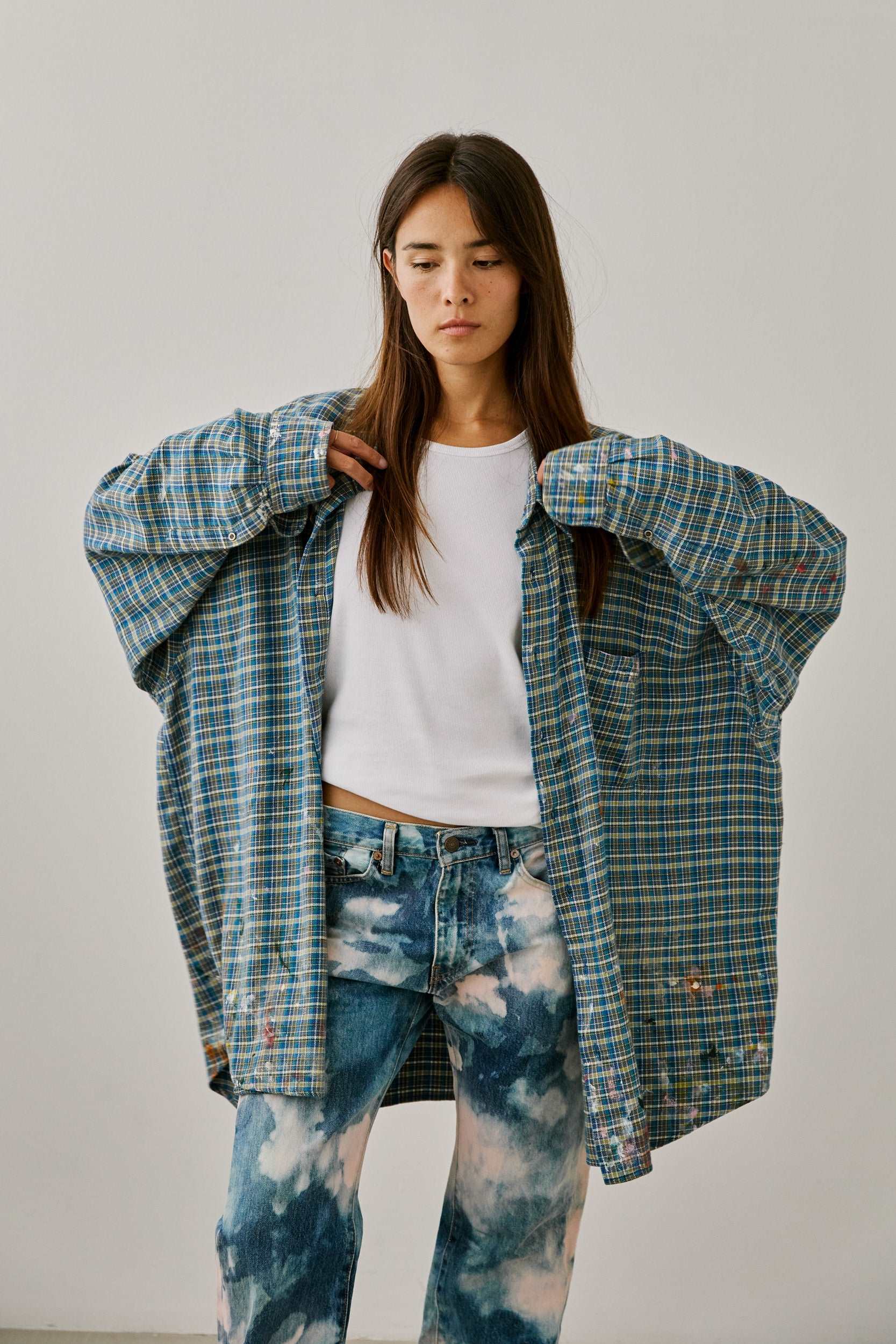 Lillies Studios recycled hand-painted flannel shirt
