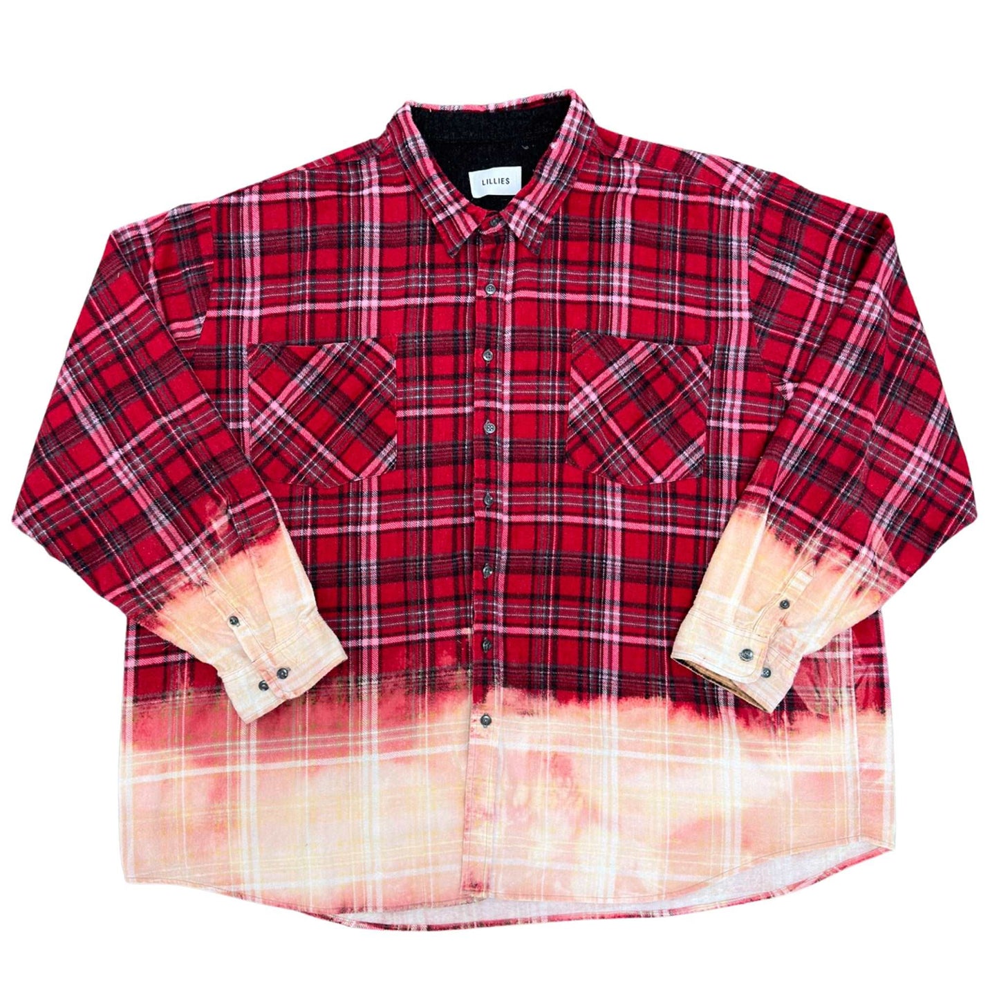 Lillies Studios recycled bleach dyed flannel shirt