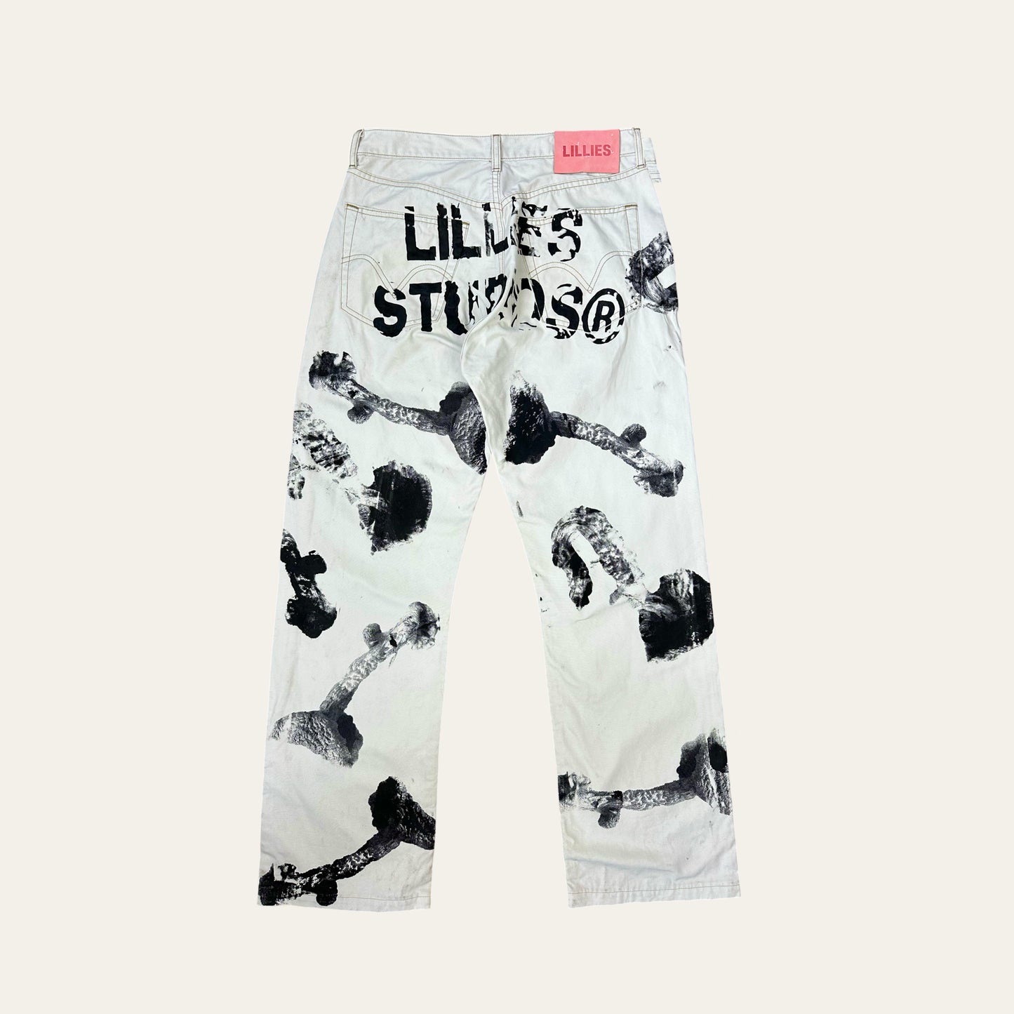 White Mushroom Print Pants