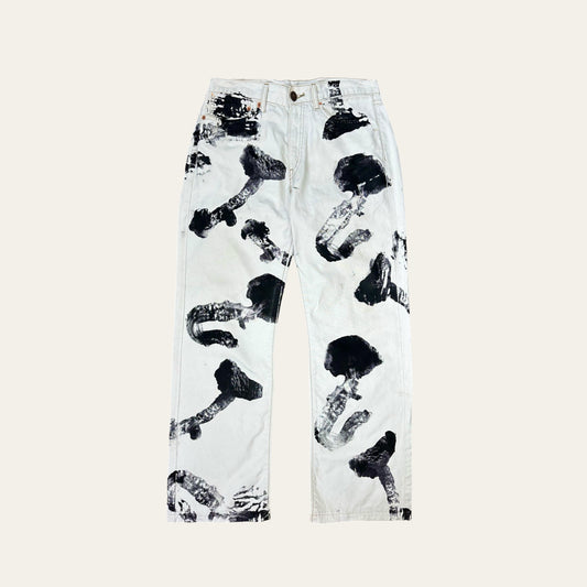 White Mushroom Print Pants