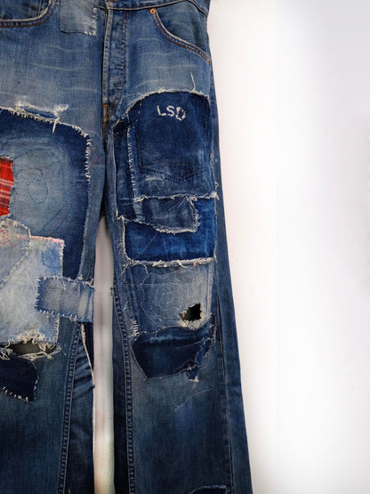 Wide Leg Japanese Patchwork Denim
