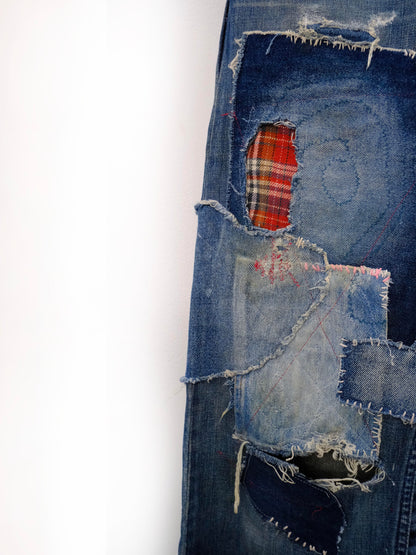 Wide Leg Japanese Patchwork Denim