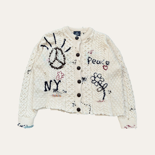 Hand-Embroidered Fisherman Cardigan | M