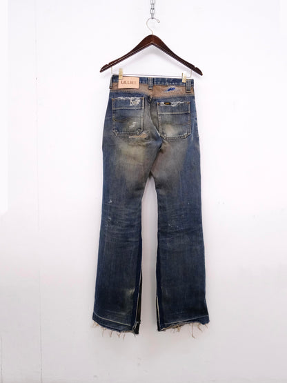 womens upcycled vintage denim jeans back
